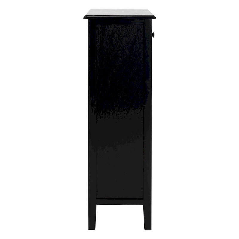 Distressed Black 4-Drawer Storage Side Table