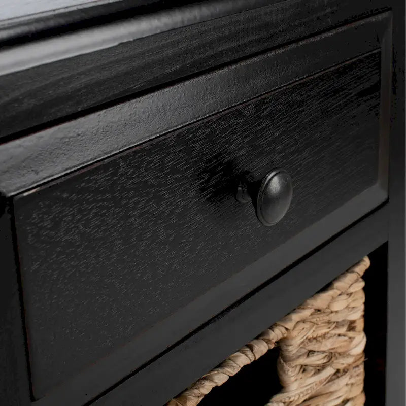 Distressed Black 4-Drawer Storage Side Table