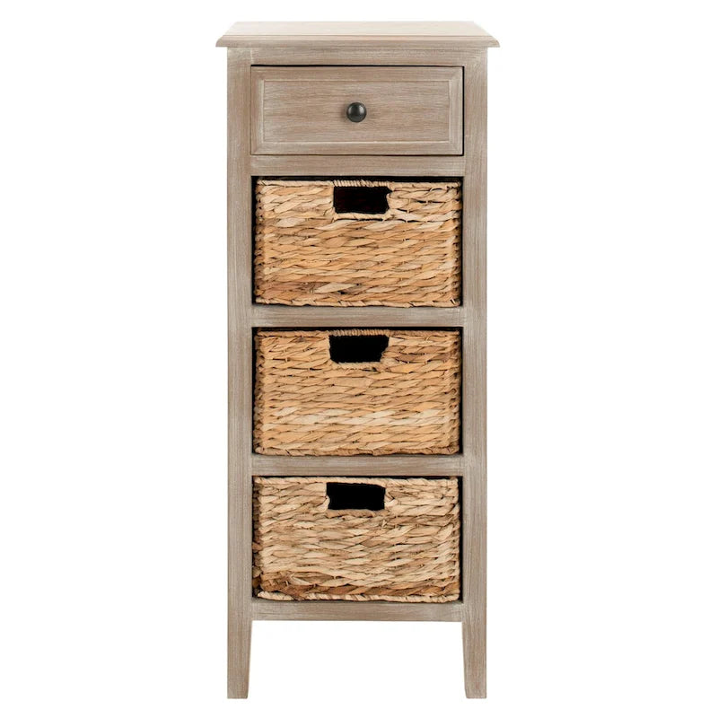 Distressed Black 4-Drawer Storage Side Table