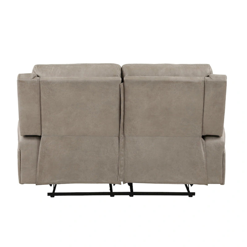 62 Inch Manual Double Recliner Loveseat, Tufted Brown Microfiber