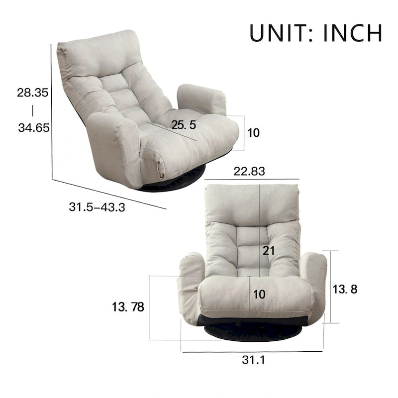 Gray adjustable head and waist lounge chair recliners
