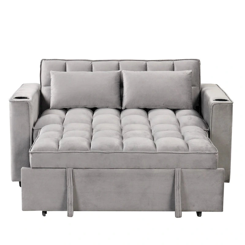 Velvet Multi-functional Sofa Bed, Cup Holder, USB Port