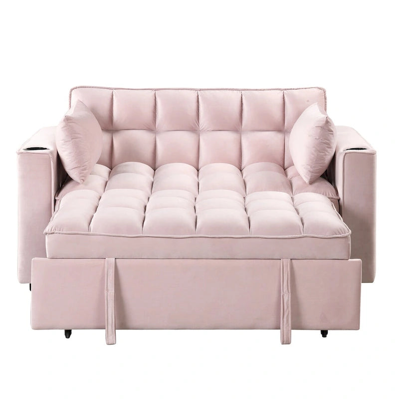 Velvet Multi-functional Sofa Bed, Cup Holder, USB Port