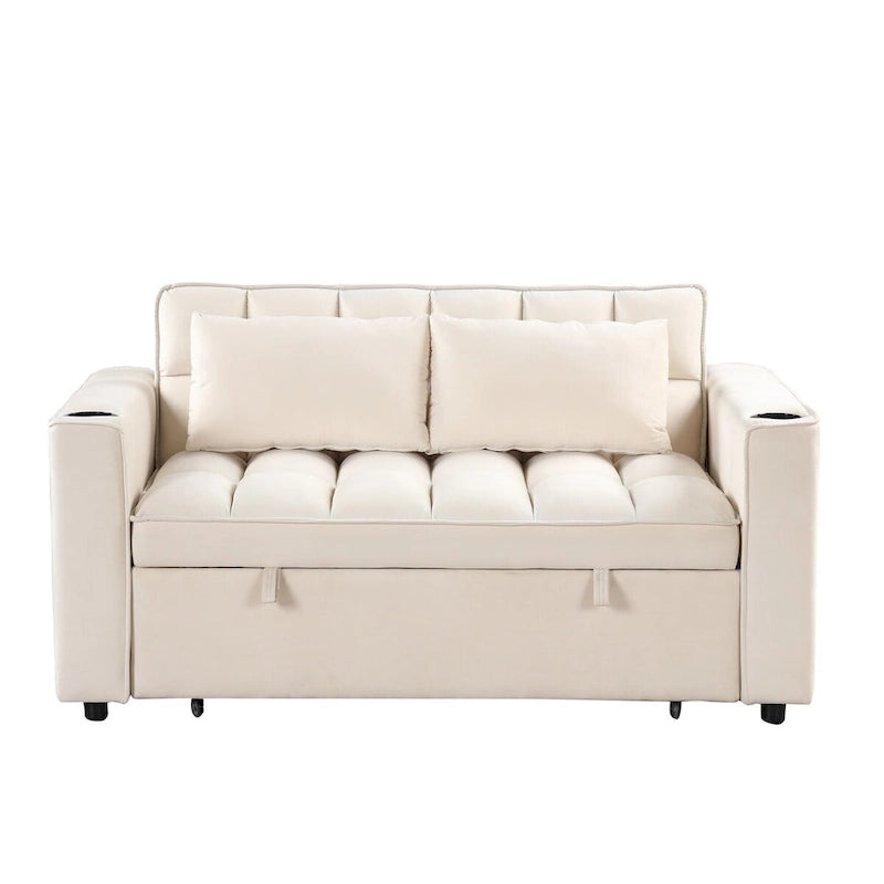 Velvet Multi-functional Sofa Bed, Cup Holder, USB Port