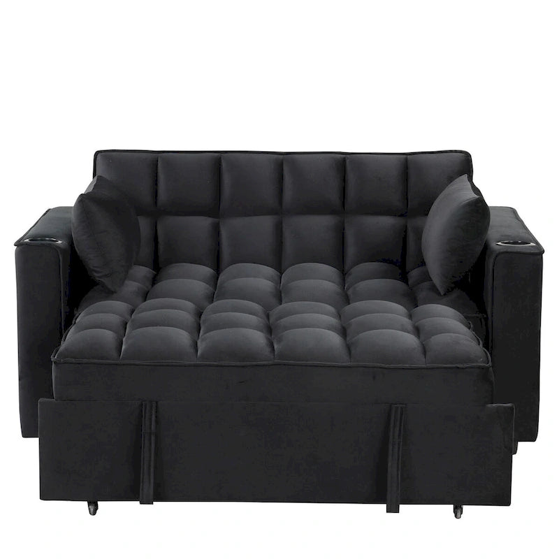 Velvet Multi-functional Sofa Bed, Cup Holder, USB Port
