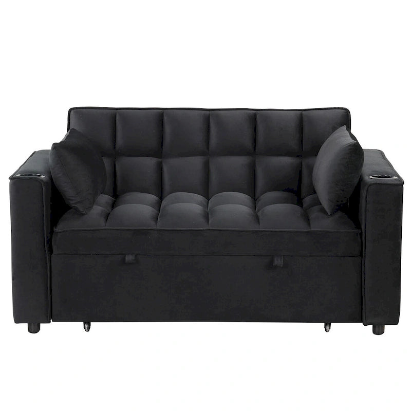 Velvet Multi-functional Sofa Bed, Cup Holder, USB Port
