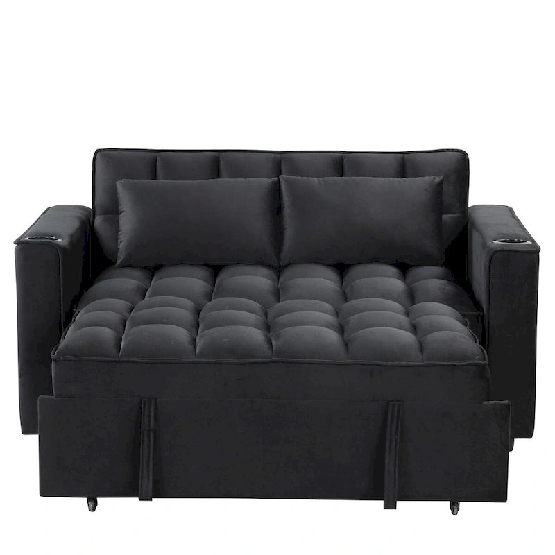 Velvet Multi-functional Sofa Bed, Cup Holder, USB Port
