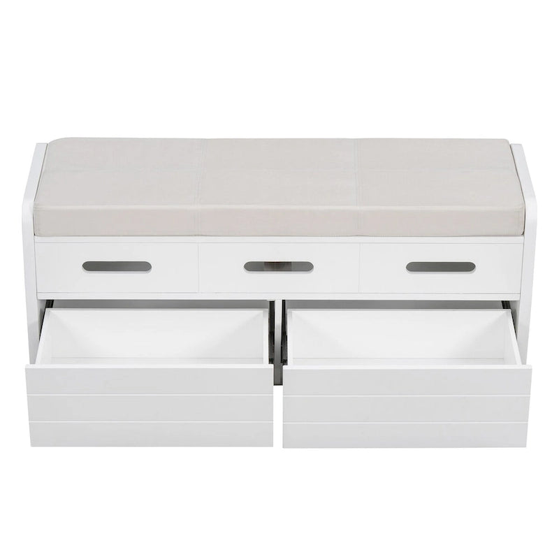 Rustic Storage Bench with 2 Drawers, Hidden Storage Space, and 3 False Drawers at the Top, Shoe Bench for Living Room