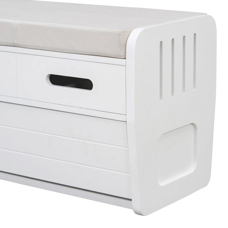 Rustic Storage Bench with 2 Drawers, Hidden Storage Space, and 3 False Drawers at the Top, Shoe Bench for Living Room