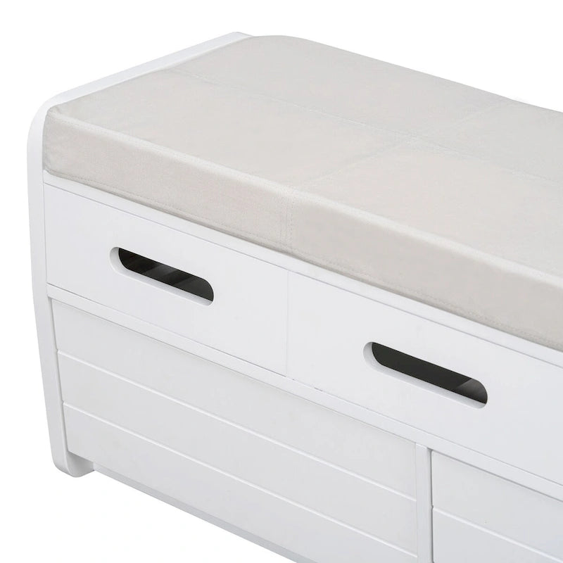 Rustic Storage Bench with 2 Drawers, Hidden Storage Space, and 3 False Drawers at the Top, Shoe Bench for Living Room