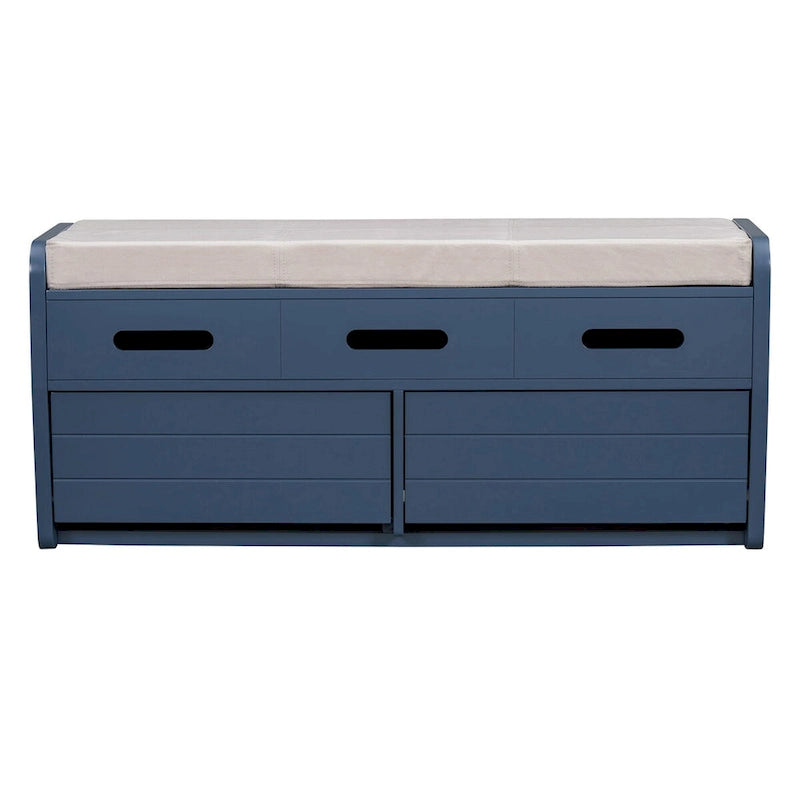 Rustic Storage Bench with 2 Drawers, Hidden Storage Space, and 3 False Drawers at the Top, Shoe Bench for Living Room