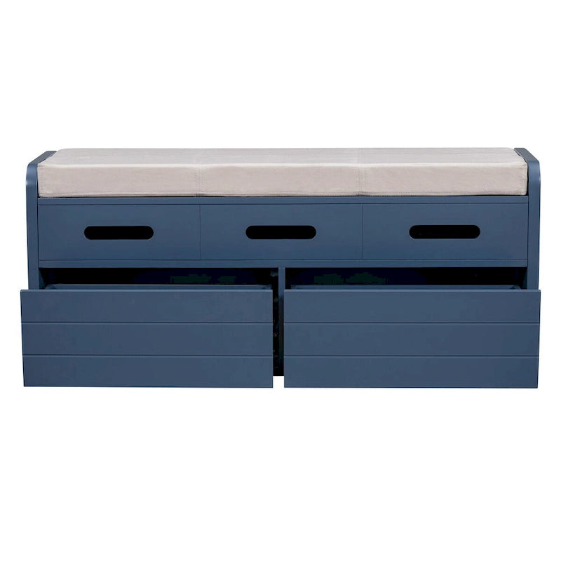 Rustic Storage Bench with 2 Drawers, Hidden Storage Space, and 3 False Drawers at the Top, Shoe Bench for Living Room