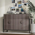 Storage Cabinet Fluted Sideboard with 4 Doors, Modern Farmhouse Buffet Cabinet with Adjustable Shelves, Grey Wash