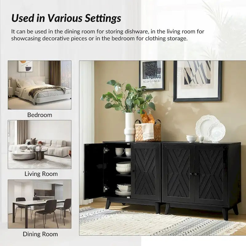 Midcentury 30Tall 2 Door Accent Cabinet