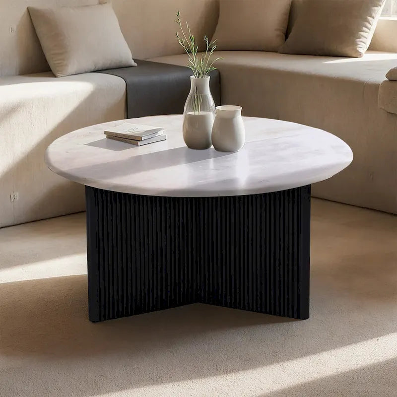 Pearce 31 in. Mable Topped Pedestal Coffee Table