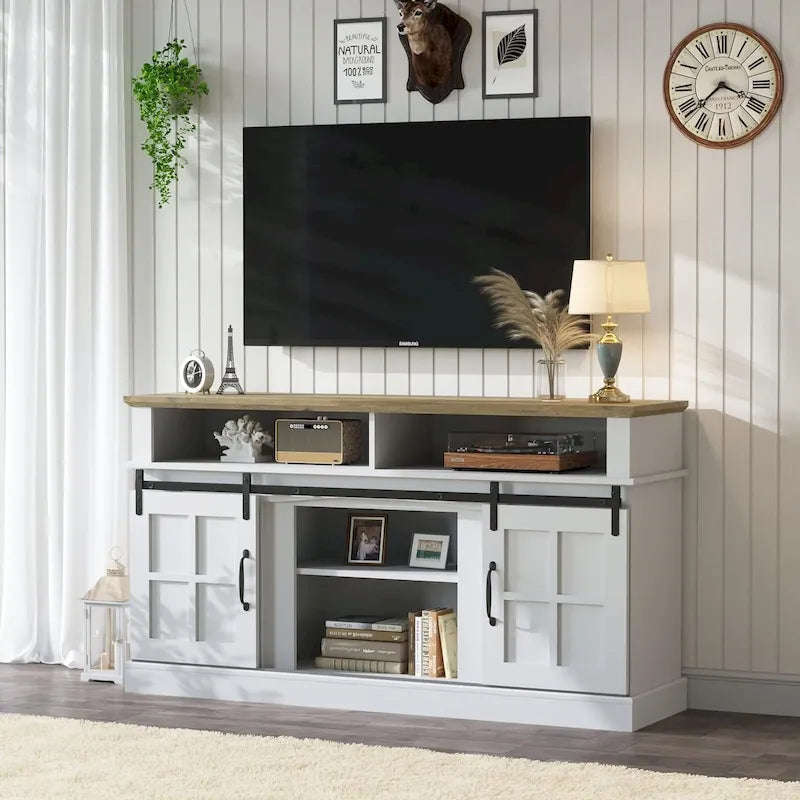 58 TV Stand Entertainment Center with Storage Cabinet and Shelves - 58 inches