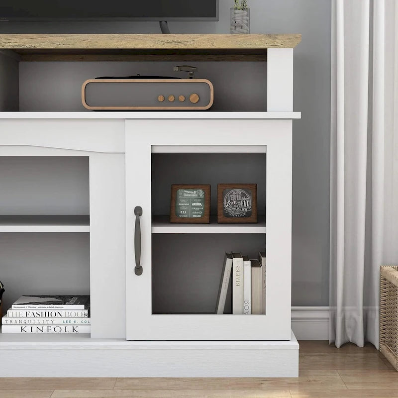 58 TV Stand Entertainment Center with Storage Cabinet and Shelves - 58 inches