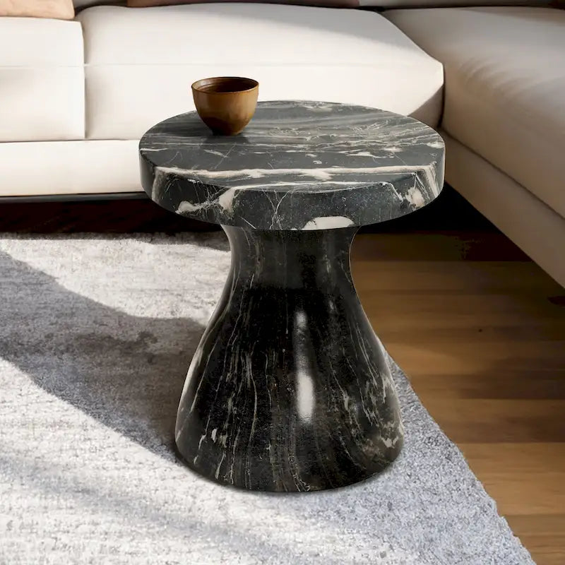 Stylish Indoor and Outdoor Faux Marble End Table