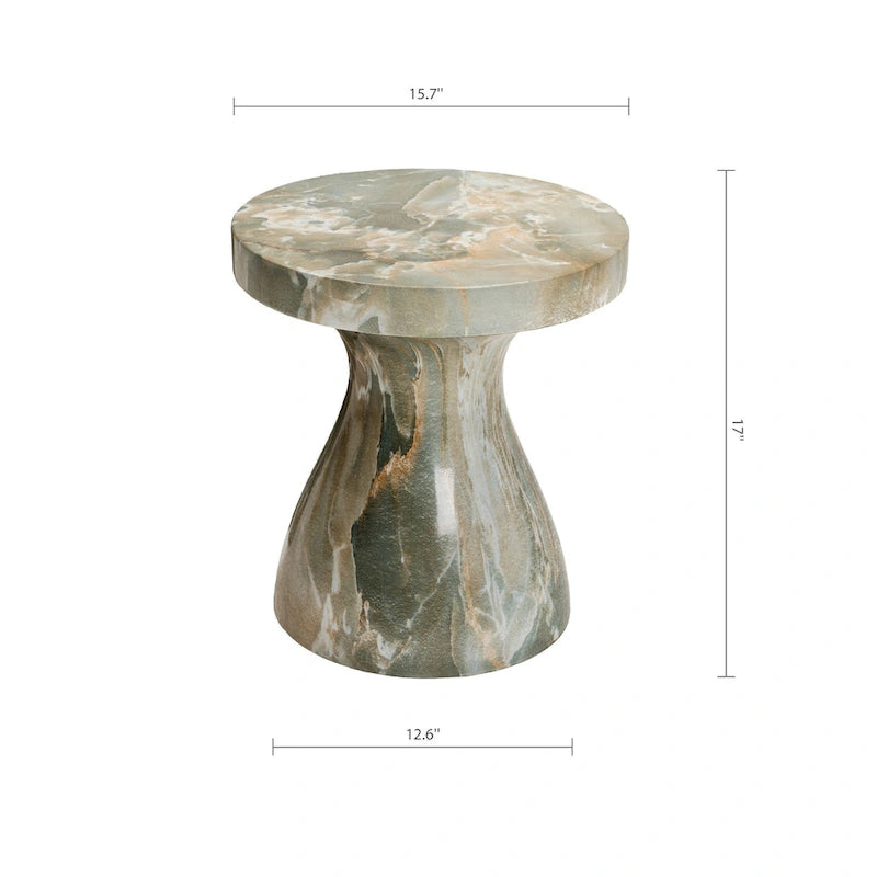 Stylish Indoor and Outdoor Faux Marble End Table