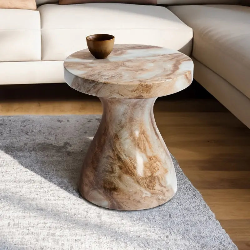 Stylish Indoor and Outdoor Faux Marble End Table