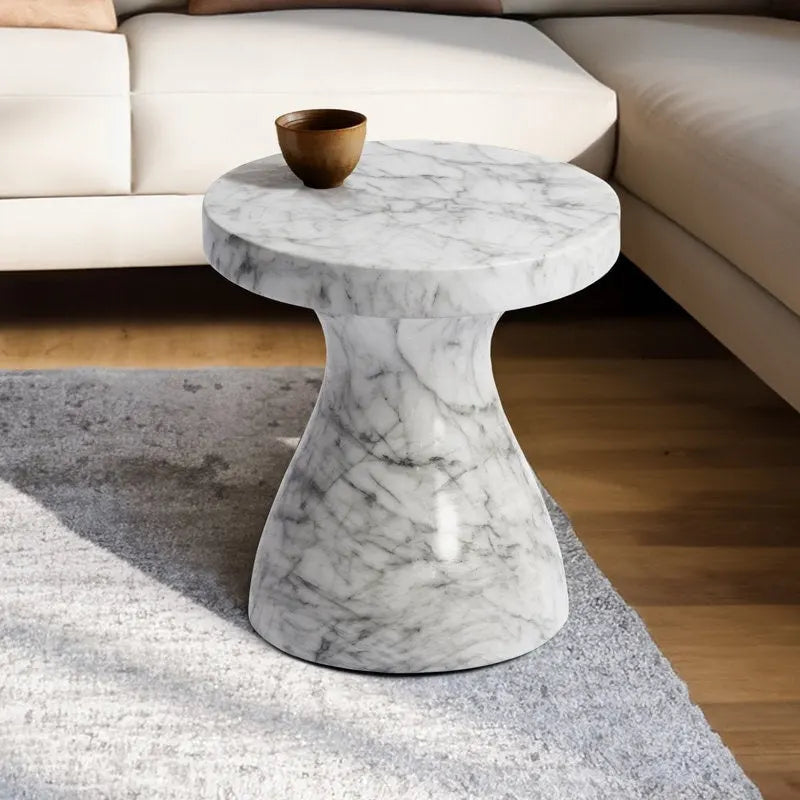 Stylish Indoor and Outdoor Faux Marble End Table