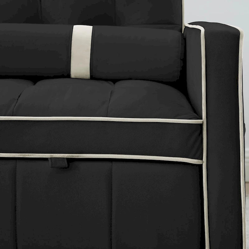 Modern 55.5 Pull Out Sleep Sofa Bed 2 Seater Loveseats Sofa Couch with side pockets, Adjsutable Backrest and Lumbar Pillow