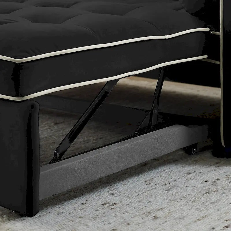 Modern 55.5 Pull Out Sleep Sofa Bed 2 Seater Loveseats Sofa Couch with side pockets, Adjsutable Backrest and Lumbar Pillow