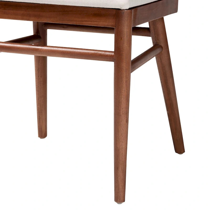 Modern Bohemian Walnut Brown Finished Acacia Wood and Seagrass Dining Chair