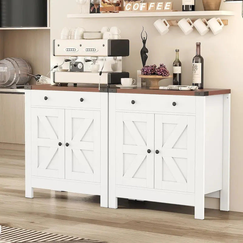 Kitchen Sideboard Buffet Storage Cabinet Coffee Bar Cabinet with 2 Drawers and Adjustable shelf