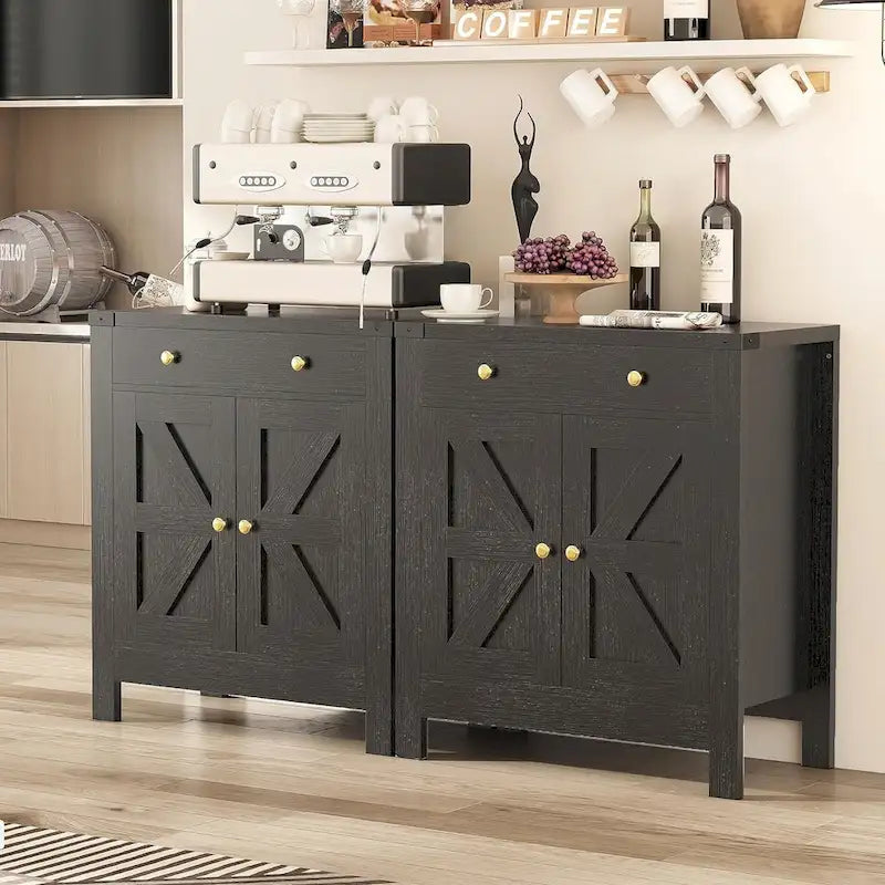 Kitchen Sideboard Buffet Storage Cabinet Coffee Bar Cabinet with 2 Drawers and Adjustable shelf