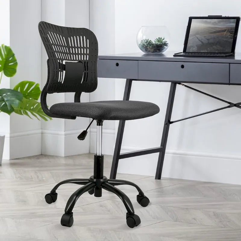 Armless Ergonomic Desk Chair Adjustable Height Seat Mesh Task Chair Office Chair